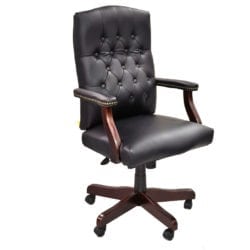 Find new traditional black leather rolling office chair at outlet prices at Office Furniture Outlet