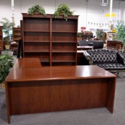 Find new cherry l-shape desk w/matching bookcase at outlet prices at Office Furniture Outlet