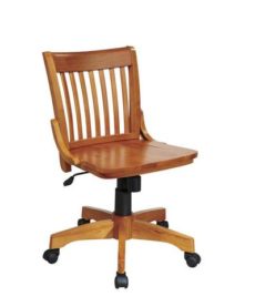 Find Office Star OSP Designs 101FW Deluxe Armless Wood Banker's Chair with Wood Seat in Fruit Wood Finish near me at OFO Orlando