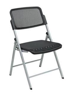 Find Office Star Pro-Line II 81608 Deluxe Folding Chair With Black ProGrid® Seat and Back and Silver Finish (2-Pack) Gangable near me at OFO Orlando