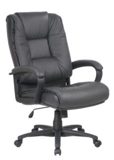 Find Office Star Work Smart EX5162-G12 Executive High Back Dark Grey Glove Soft Leather Chair with Padded Loop Arms near me at OFO Orlando