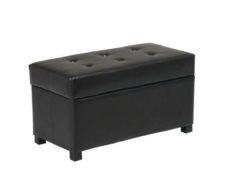Find Office Star OSP Designs MET804 Espresso Faux Leather Storage Ottoman near me at OFO Orlando