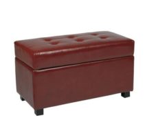 Find Office Star OSP Designs MET804RD Crimson Red Faux Leather Storage Ottoman near me at OFO Orlando