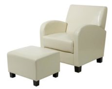 Find Office Star OSP Designs MET807CM Cream Faux Leather Club Chair with Ottoman near me at OFO Orlando