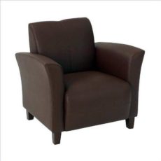 Find Office Star OSP Furniture SL2271EC9 Mocha Eco Leather  Breeze Club Chair with Cherry Finish Legs. Rated for 300 lbs of distributed weight.. Shipped Semi K/D. near me at OFO Orlando