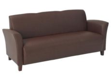 Find Office Star OSP Furniture SL2273EC6 Wine Eco Leather Sofa with Cherry Finish Legs.  Rated for 675 lbs of distributed weight. Shipped Semi K/D. near me at OFO Orlando