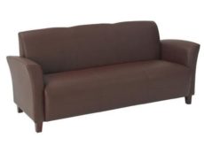 Find Office Star OSP Furniture SL2273EC9 Mocha Eco Leather Sofa with Cherry Finish Legs. Rated for 675 lbs of distributed weight. Shipped Semi K/D. near me at OFO Orlando