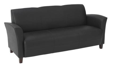 Find Office Star OSP Furniture SL2273EC3 Black Eco Leather Sofa with Cherry Finish Legs. Rated for 675 lbs of distributed weight. Shipped Semi K/D. near me at OFO Orlando
