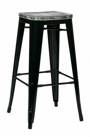Find OSP Designs BRW31303A2-C306 Bristow 30" Antique Metal Barstool with Vintage Wood Seat
