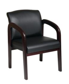 Find Office Star Work Smart WD383-U6 Faux Leather Mahogany Finish Wood Visitor Chair near me at OFO Orlando