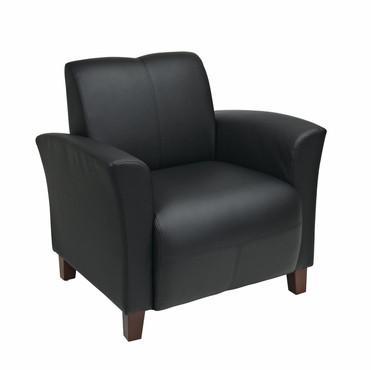 Find OSP Furniture SL2271EC3 Black Eco Leather Breeze Club Chair With Cherry Finish Legs. Rated For 300 Lbs. Distributed Weight. Shipped Semi K/D. near me at OFO Orlando