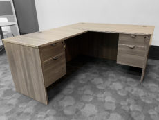 Laminate L-shape Desk in Cherry at Office Liquidation