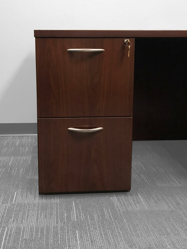 L-Shaped Cherry Desk in Cherry at Office Liquidation