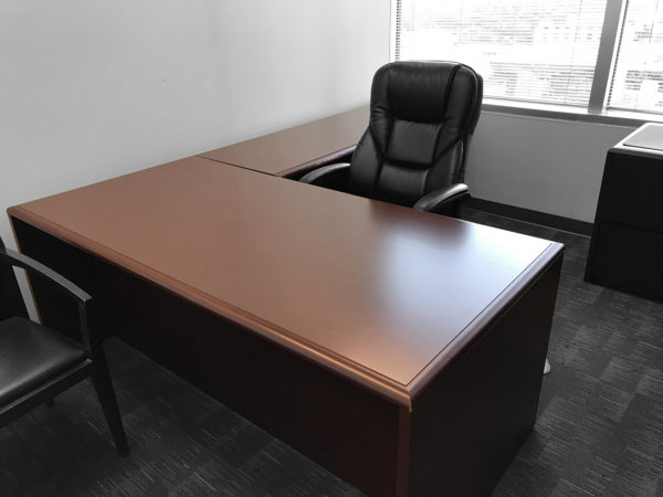 Office Liquidation Pre-Own L-Shaped Mahogany Desk
