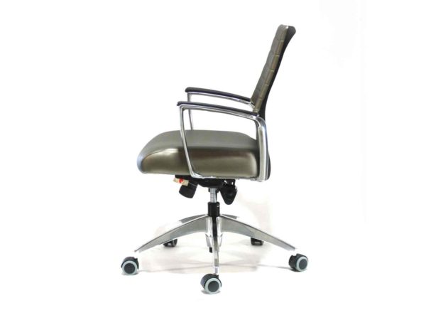 New Brown / Gold Award-winning chair features classic styling with a finely detailed polished aluminum arm. from Office Furniture Outlet