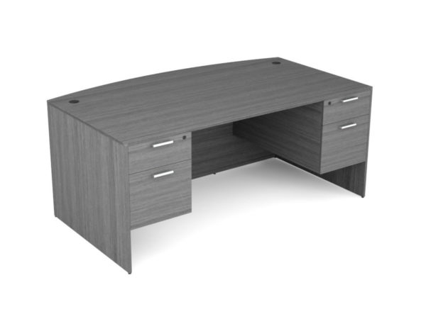 Find used KUL 3641x71 bow desk w/ 2bf ped (gry)s at Office Furniture Outlet