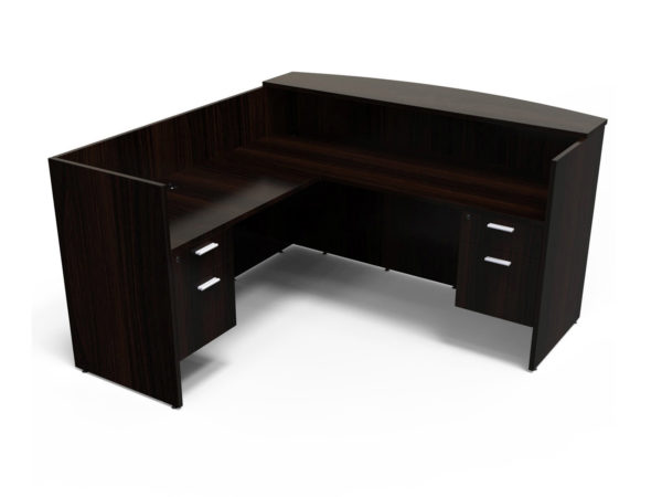 Find used KUL 71x72 l-shape reception desk (left) w 2 bf ped (esp)s at Office Furniture Outlet