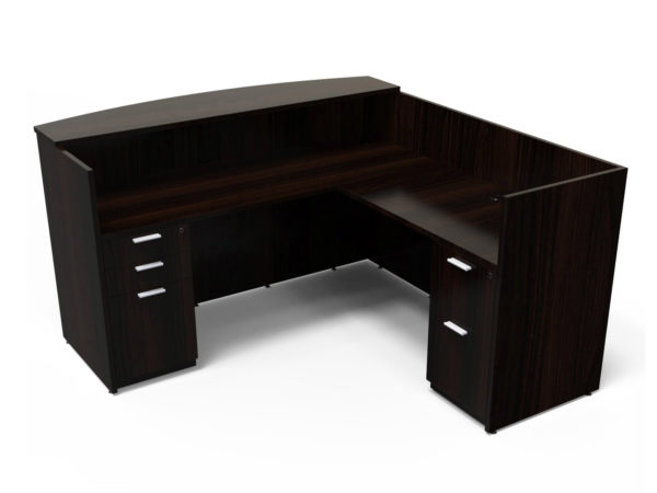Find used KUL 71x72 l-shape reception desk (right) w 1 bbf and 1 ff ped (esp)s at Office Furniture Outlet