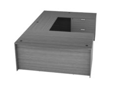 Find used KUL 71x108 bow front u-shape desk w 1bbf ped and 1 30" 2 drawer (gry)s at Office Furniture Outlet