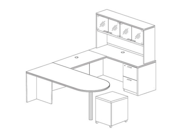 Office Furniture Outlet New 71x102 D-Top U-Shape Desk + Hutch (Glass)
