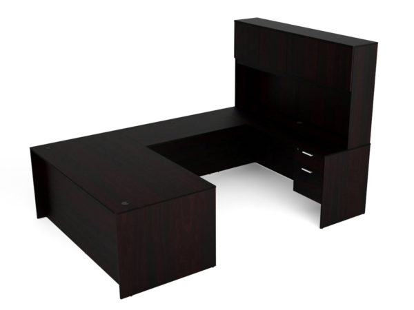 Find used KUL 71x108 u-shape desk + hutch (wood doors) w 2 bf ped (esp)s at Office Furniture Outlet