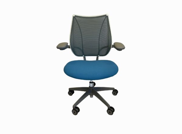 Buy blue reupholstered Humanscale Liberty task chairs in Orlando Florida at Office Furniture Outlet